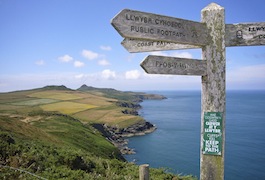 Pembrokeshire coast path sign near Abereiddi