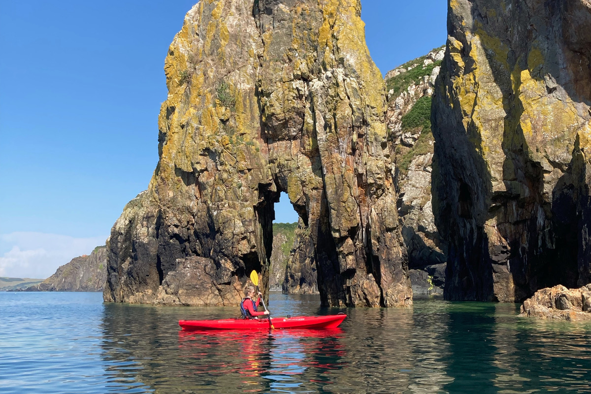 Kayaking around the coastline